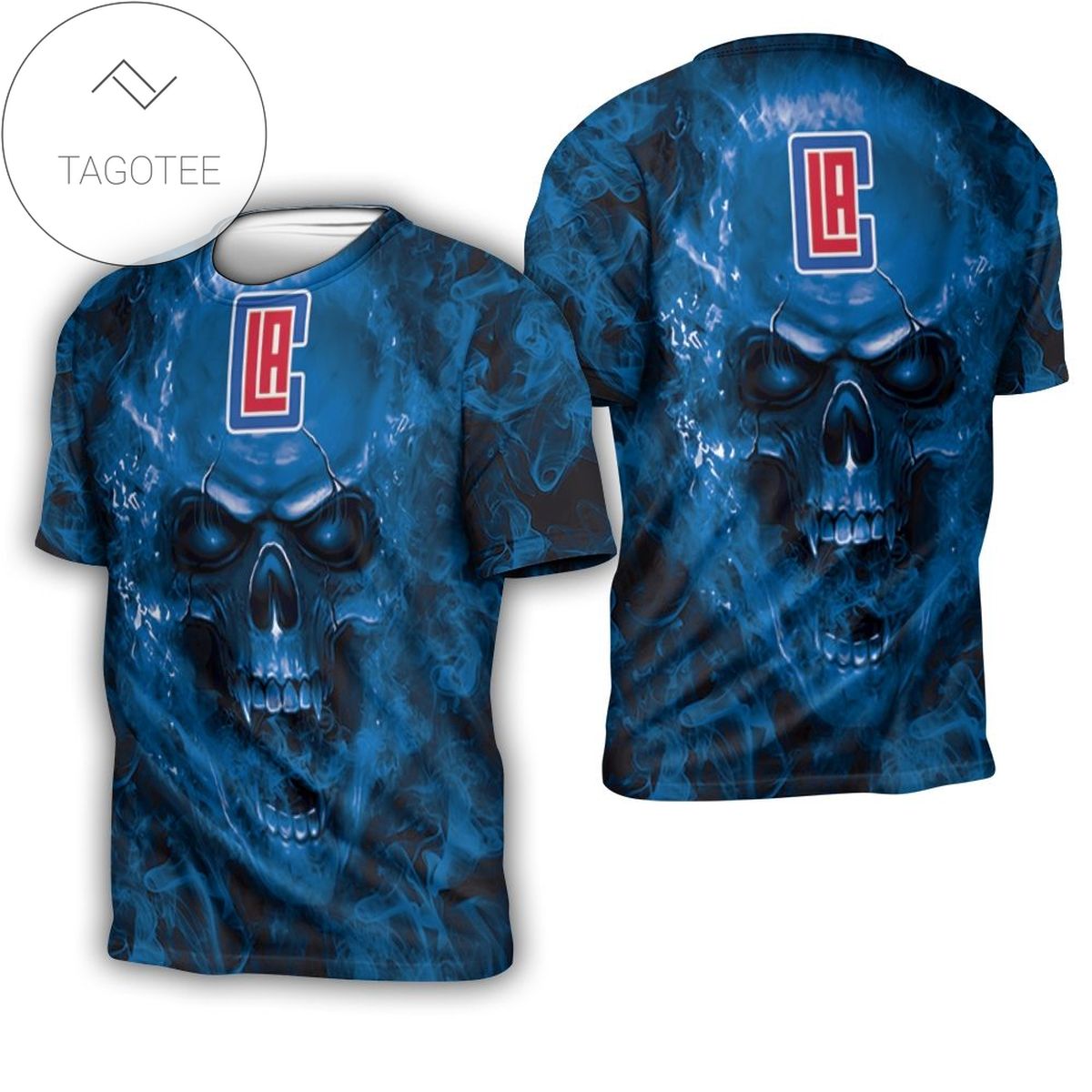 NBA Los Angeles Clippers Blue Smoke Skull T-Shirt NBA Los Angeles Clippers Blue Smoke Skull T-Shirt