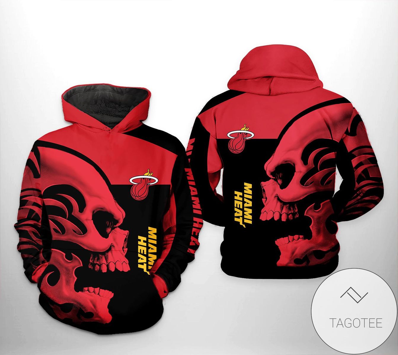 NBA Miami Heat Red Black Skull Pullover Hoodie