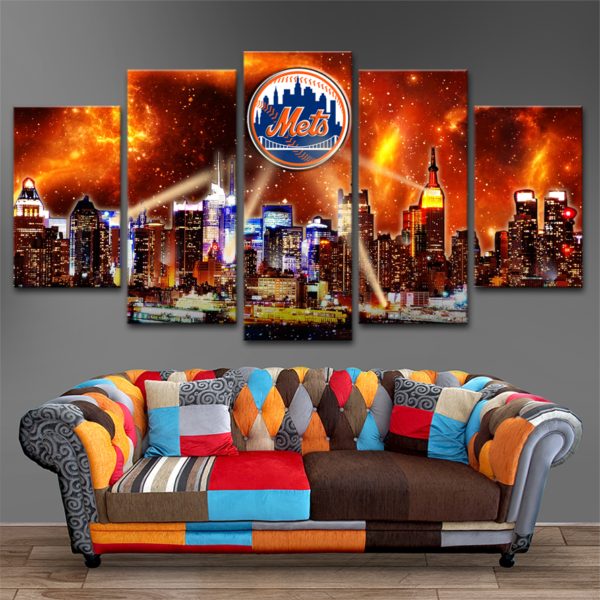 MLB New York Mets Galaxy City 5 Panel Canvas MLB New York Mets Galaxy City 5 Panel Canvas