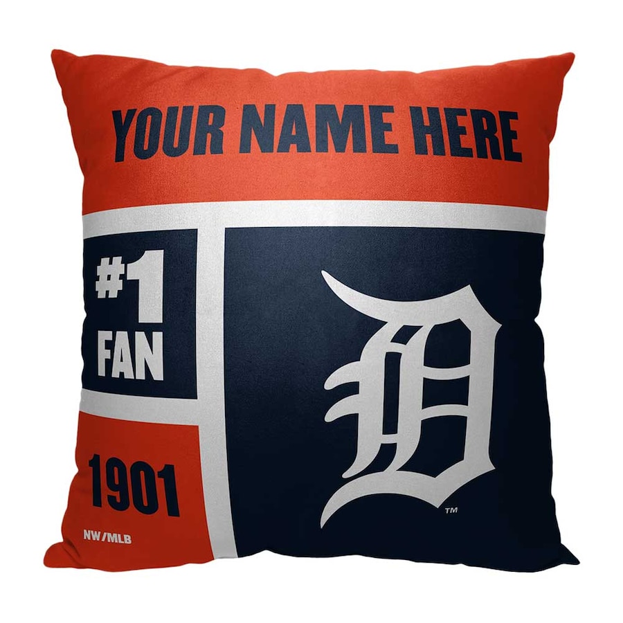 MLB Detroit Tigers Colorblock Custom Name Square Pillow Case MLB Detroit Tigers Colorblock Custom Name Square Pillow Case
