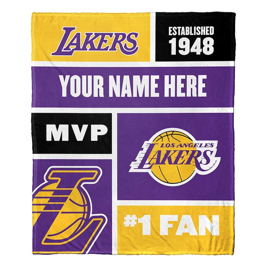 NBA Los Angeles Lakers Custom Name Purple Gold #1 Fan Fleece Blanket NBA Los Angeles Lakers Custom Name Purple Gold #1 Fan Fleece Blanket