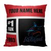 MLB Miami Marlins Colorblock Custom Name Square Pillow Case