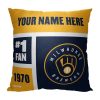 MLB Milwaukee Brewers Colorblock Custom Name Square Pillow Case