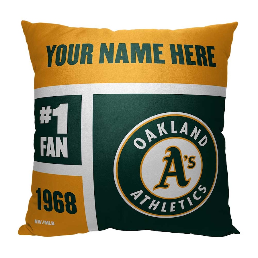 MLB Oakland Athletics Colorblock Custom Name Square Pillow Case