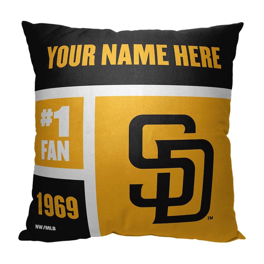 MLB San Diego Padres Colorblock Custom Name Square Pillow Case