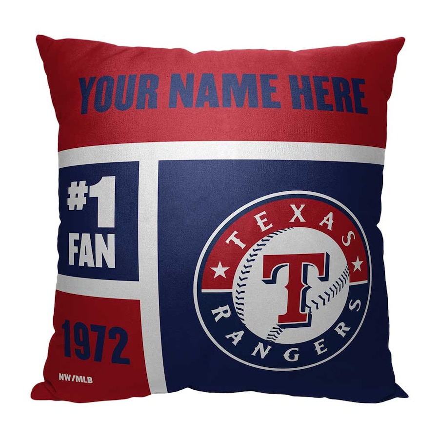 MLB Texas Rangers Colorblock Custom Name Square Pillow Case