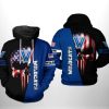 NCAA Villanova Wildcats US Flag Skull Pullover Hoodie