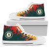 MLB Oakland Athletics Fire Burning Fierce Strong Logo High Top Shoes