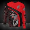 NBA Portland Trail Blazers Red Black Fire Skull Sweatshirt