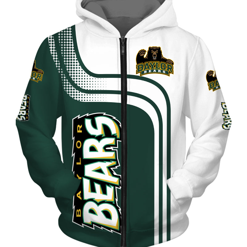 NCAA Baylor Bears Green White Zip Up Hoodie NCAA Baylor Bears Green White Zip Up Hoodie