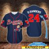 MLB Atlanta Braves Custom Name Number Navy Mickey Baseball Jersey