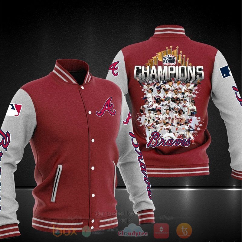 MLB Atlanta Braves Maroon White World Champions Baseball Jacket MLB Atlanta Braves Maroon White World Champions Baseball Jacket