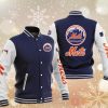 MLB New York Mets Dark Blue White Baseball Jacket
