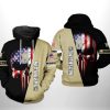 NCAA Navy Midshipmen US Flag Skull Pullover Hoodie