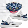 NBA New Orleans Pelicans White Navy Limited Yeezy Boost Sneakers