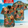MLB Baltimore Orioles Custom Name Flower And Leaf Pattern Tropical Hawaiian Shirt