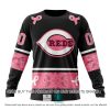 MLB Cincinnati Reds Custom Name Number We Wear Pink Breast Cancer Sweatshirt