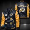 CFL Hamilton Tiger-Cats Black Yellow Leather Bomber Jacket