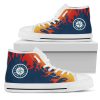MLB Seattle Mariners Fire Burning Fierce Strong Logo High Top Shoes
