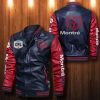 CFL Montreal Alouettes Navy Blue Red Leather Bomber Jacket