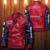 CFL Montreal Alouettes Red Navy Blue Leather Bomber Jacket