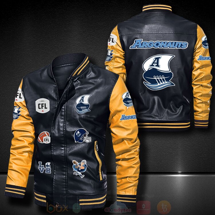 CFL Toronto Argonauts Black Yellow Leather Bomber Jacket CFL Toronto Argonauts Black Yellow Leather Bomber Jacket