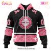 MLB Seattle Mariners Custom Name Number Pink Breast Cancer Zip Up Hoodie