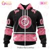 MLB Washington Nationals Custom Name Number Pink Breast Cancer Zip Up Hoodie