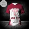 NCAA Temple Owls Custom Text Number Curve Style T-Shirt