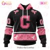 MLB Cleveland Guardians Custom Name Number Pink Breast Cancer Pullover Hoodie