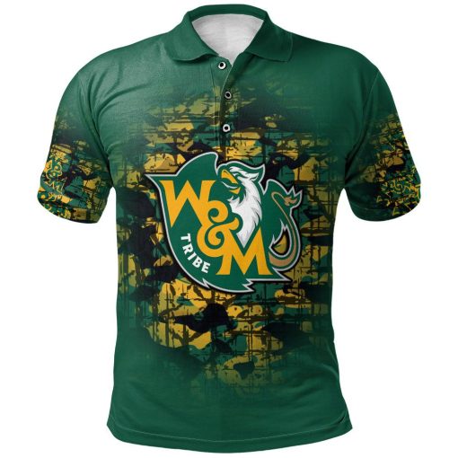 NCAA William & Mary Tribe Custom Text Number Camouflage Vintage Polo Shirt