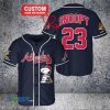 MLB Atlanta Braves Custom Name Number Navy Snoopy Baseball Jersey