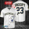 MLB Milwaukee Brewers Custom Name Number Snoopy White Baseball Jersey