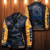 NFL Indianapolis Colts Black Yellow Leather Bomber Jacket