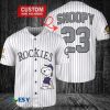 MLB Colorado Rockies Custom Name Number Snoopy White Baseball Jersey