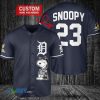 MLB Detroit Tigers Custom Name Number Snoopy Navy Baseball Jersey