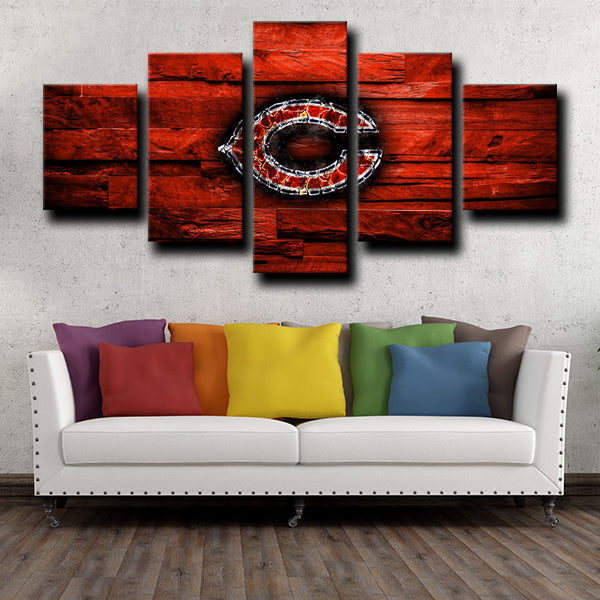 NFL Chicago Bears Sign Red 5 Panel Canvas