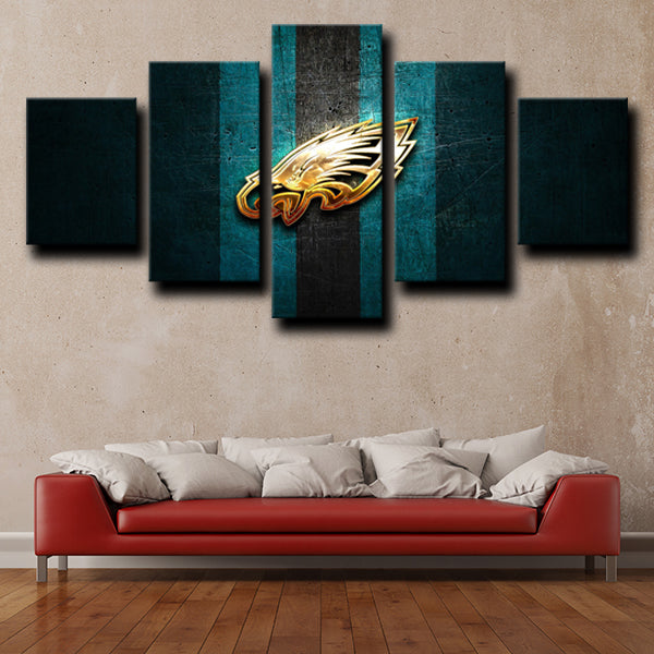 NFL Philadelphia Eagles Logo Gold 5 Panel Canvas NFL Philadelphia Eagles Logo Gold 5 Panel Canvas