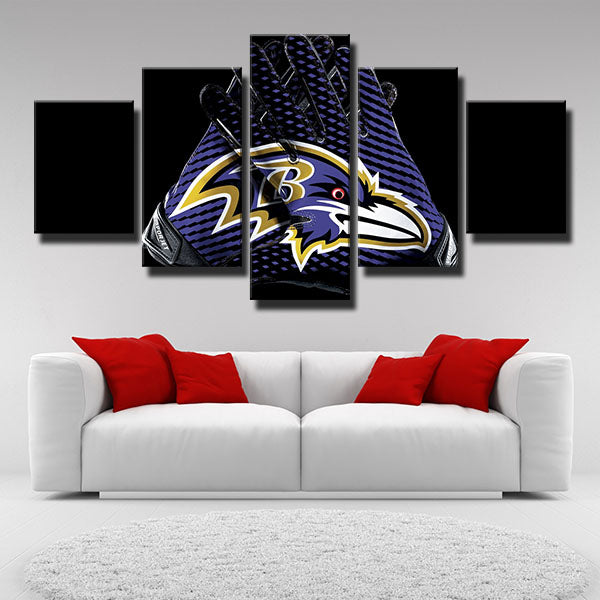 NFL Baltimore Ravens Black 5 Panel Canvas