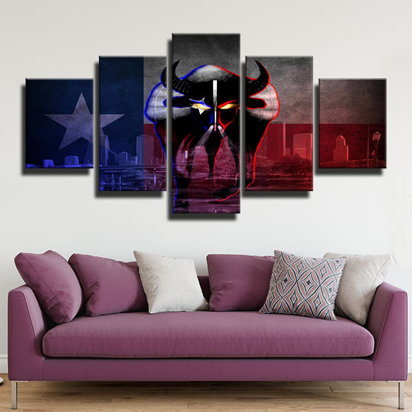 NFL Houston Texans Bull City 5 Panel Canvas NFL Houston Texans Bull City 5 Panel Canvas