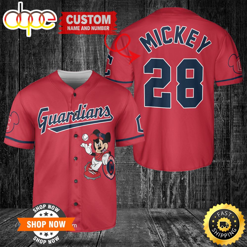 MLB Cleveland Guardians Custom Name Number Mickey Red Baseball Jersey