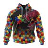 NFL Arizona Cardinals Custom Name Number Autism Awareness Design Pullover Hoodie