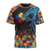 NFL Carolina Panthers Custom Name Number Autism Awareness Design T-Shirt