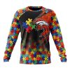 NFL Denver Broncos Custom Name Number Autism Awareness Design Sweatshirt