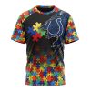 NFL Indianapolis Colts Custom Name Number Autism Awareness Design T-Shirt