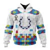 NFL Indianapolis Colts Custom Name Number Autism Awareness Zip Up Hoodie