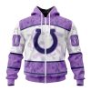NFL Indianapolis Colts Custom Name Number Fight Cancer Zip Up Hoodie