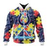 NFL Indianapolis Colts Custom Name Number Puzzle Autism Awareness Zip Up Hoodie