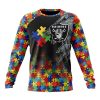 NFL Las Vegas Raiders Custom Name Number Autism Awareness Design Sweatshirt