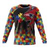 NFL New England Patriots Custom Name Number Autism Awareness Design Sweatshirt